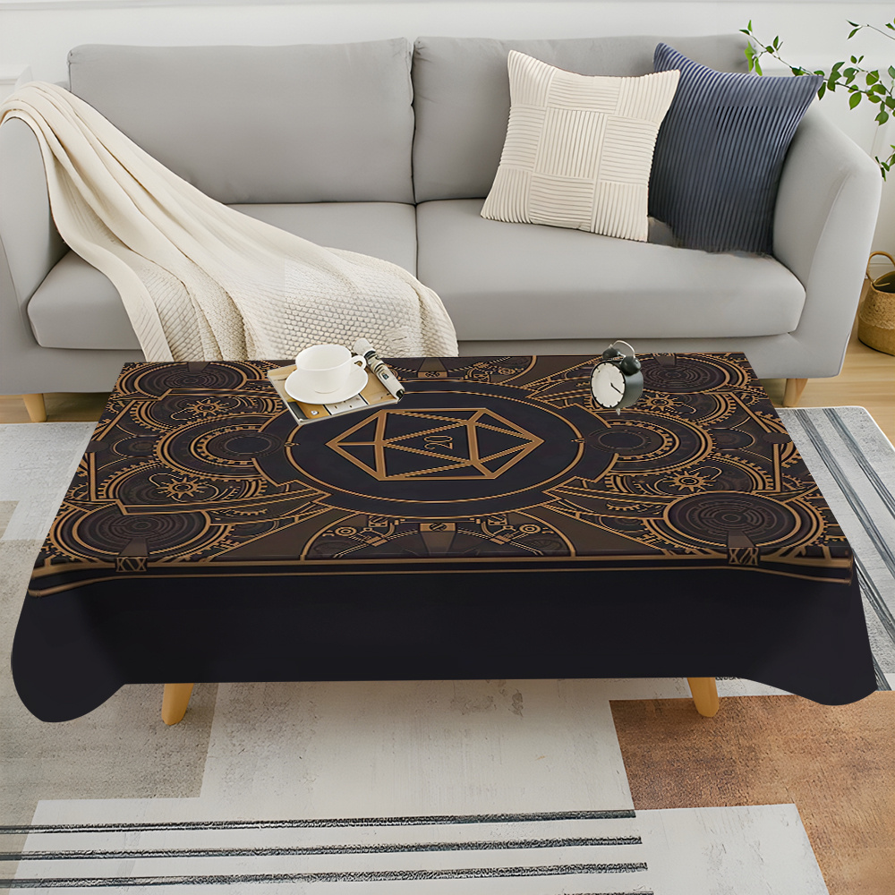 Home Textiles & Furnishings - Steampunk Black Golden Gear Pattern Tablecloth