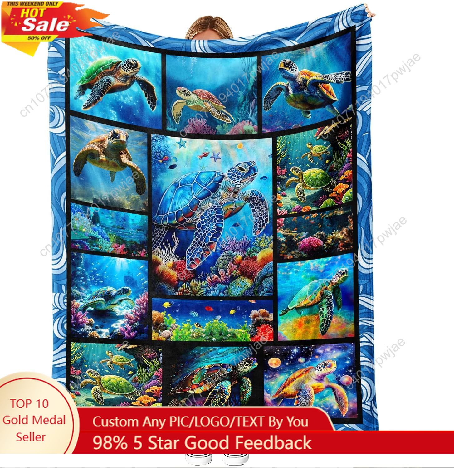 Sea Turtle Flannel Throw Blank - Home Textiles & Furnishings recension och pris