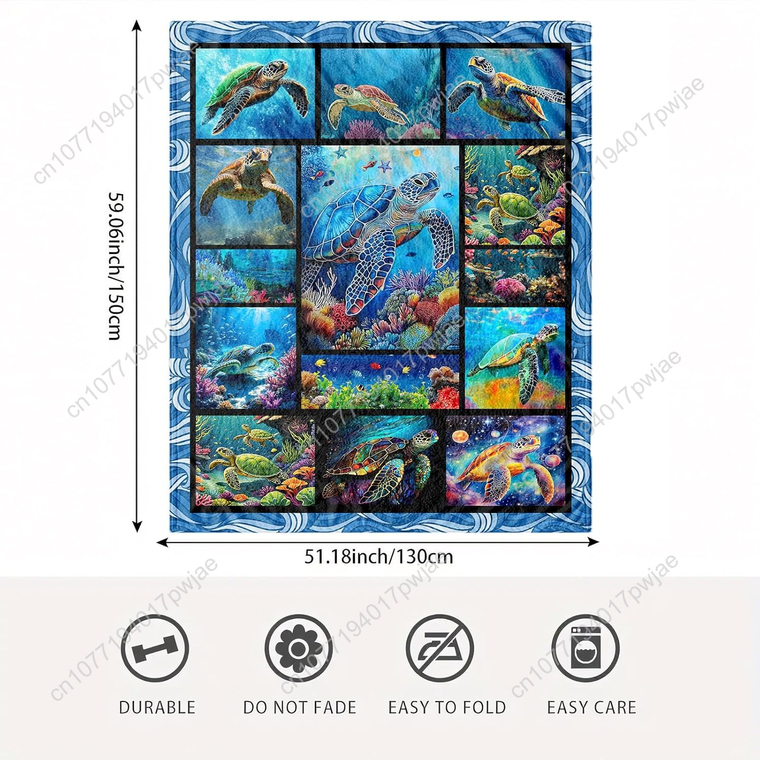 Sea Turtle Flannel Throw Blank - Home Textiles & Furnishings recension och pris