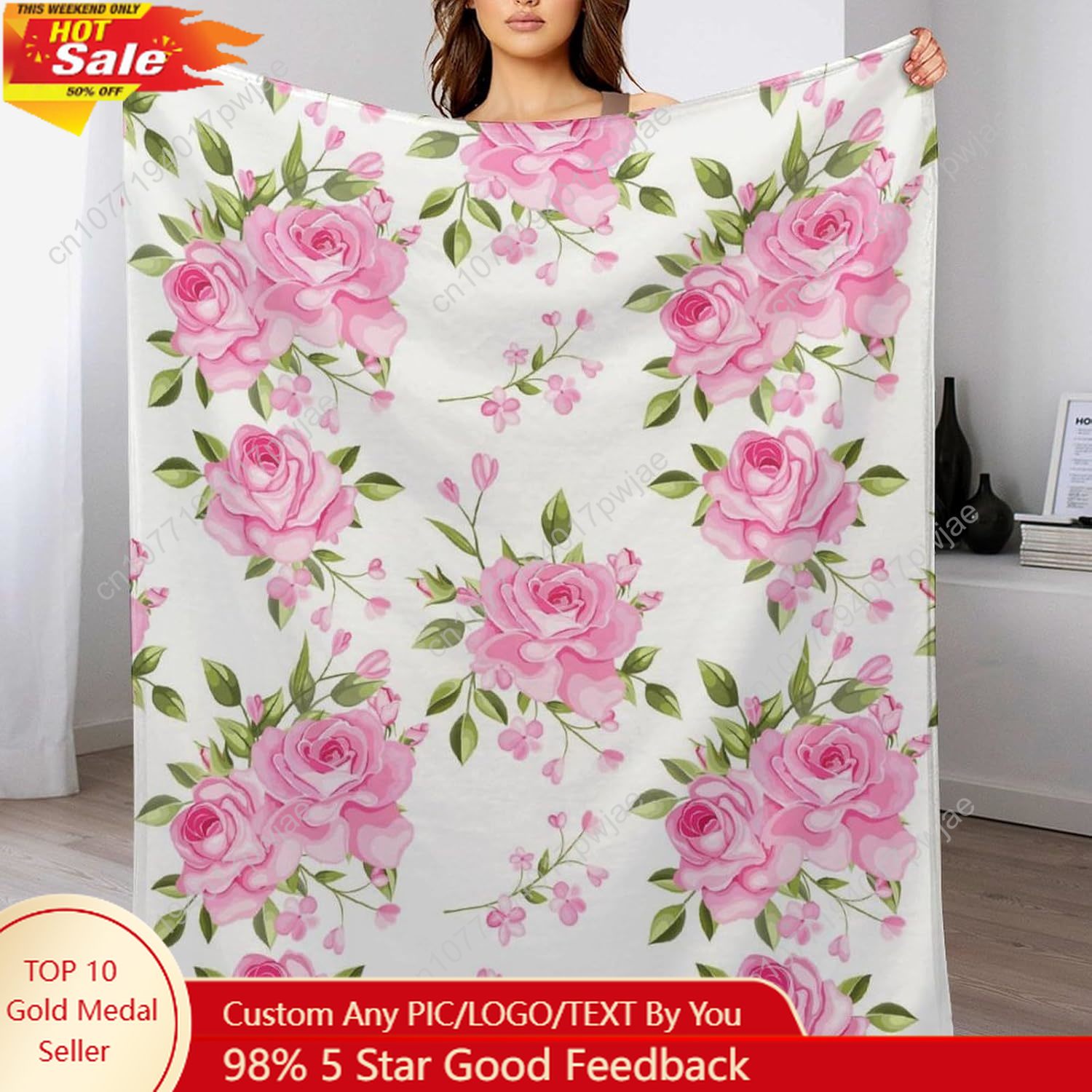 Pink Flower Throw Blanket Flor - Home Textiles & Furnishings recension och pris