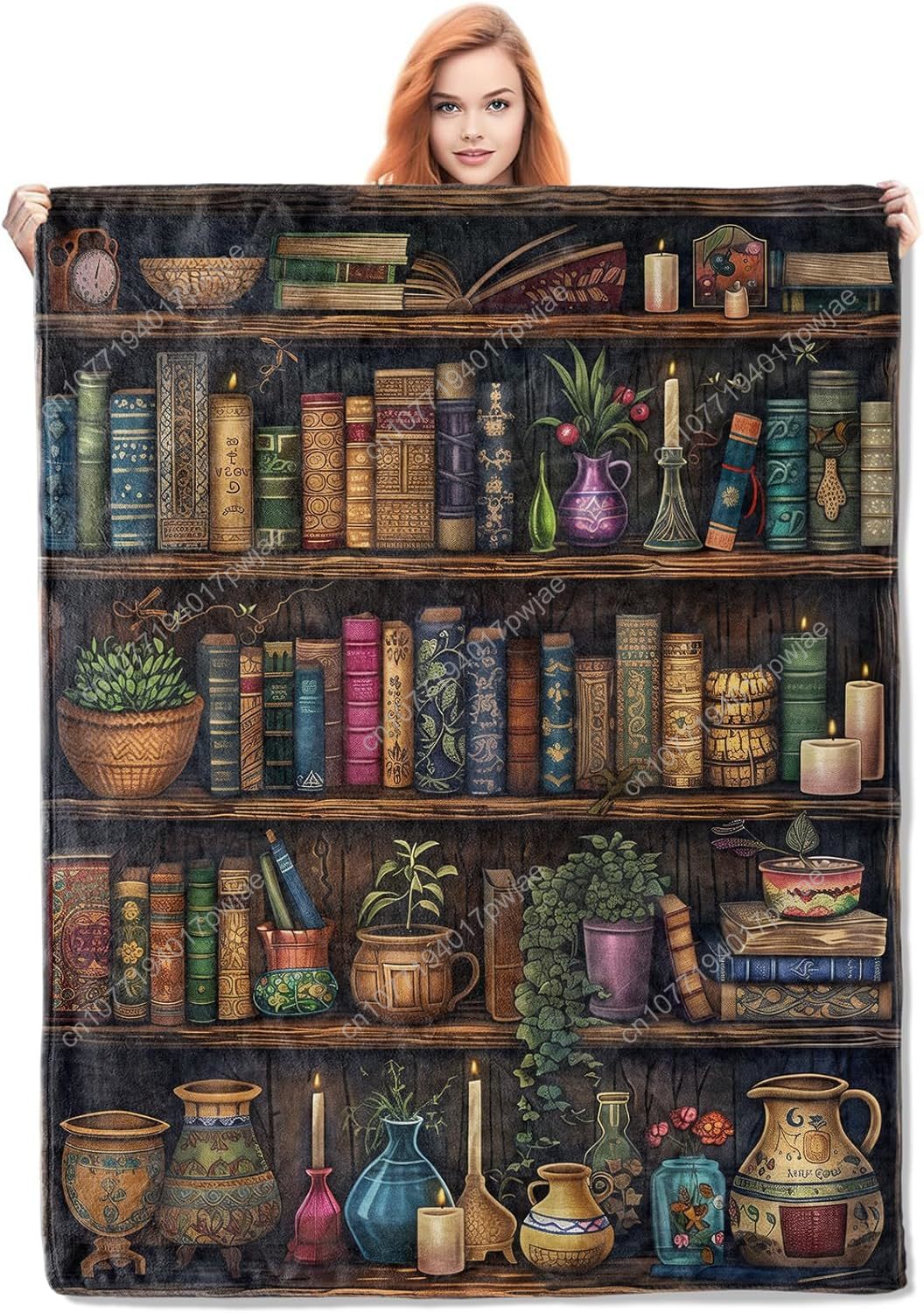 Vintage Bookshelf Blanket Read - Home Textiles & Furnishings recension och pris