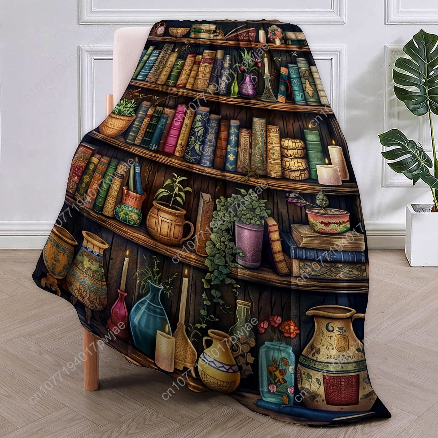 Vintage Bookshelf Blanket Read - Home Textiles & Furnishings recension och pris