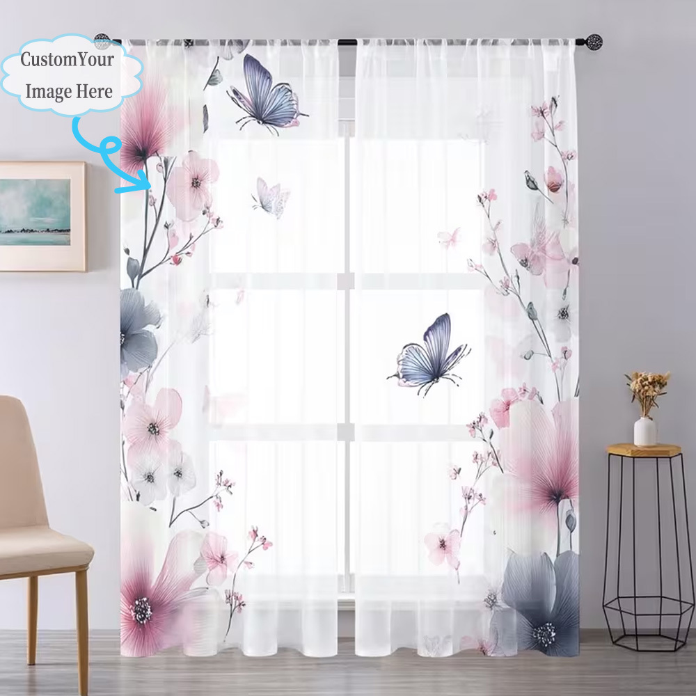 Custom 2D Flat 2pcs Sheer Curt - Home Textiles & Furnishings recension och pris