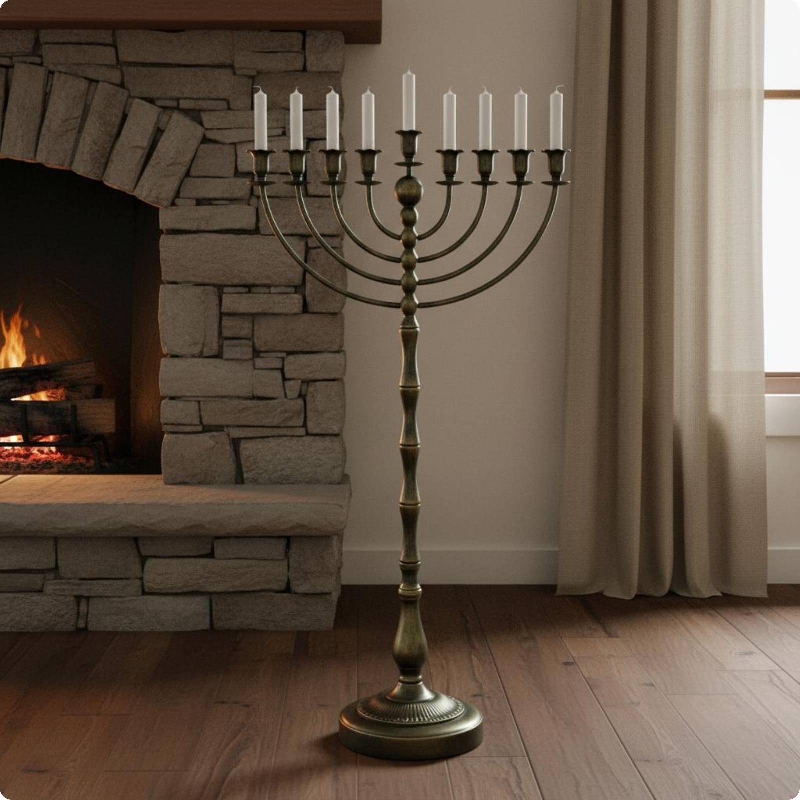 Antique Bronze Menorah Stand M - Home & Hotel Textiles Private Limited recension och pris