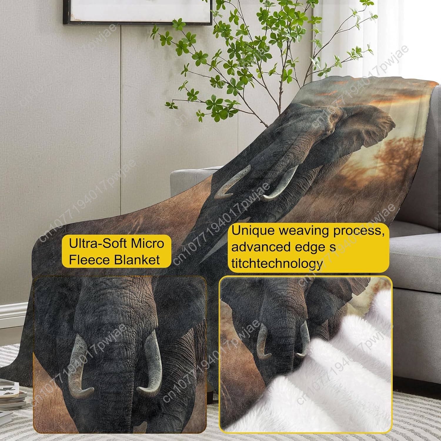 Elephant Fleece Blanket, Reali - Home Textiles & Furnishings recension och pris