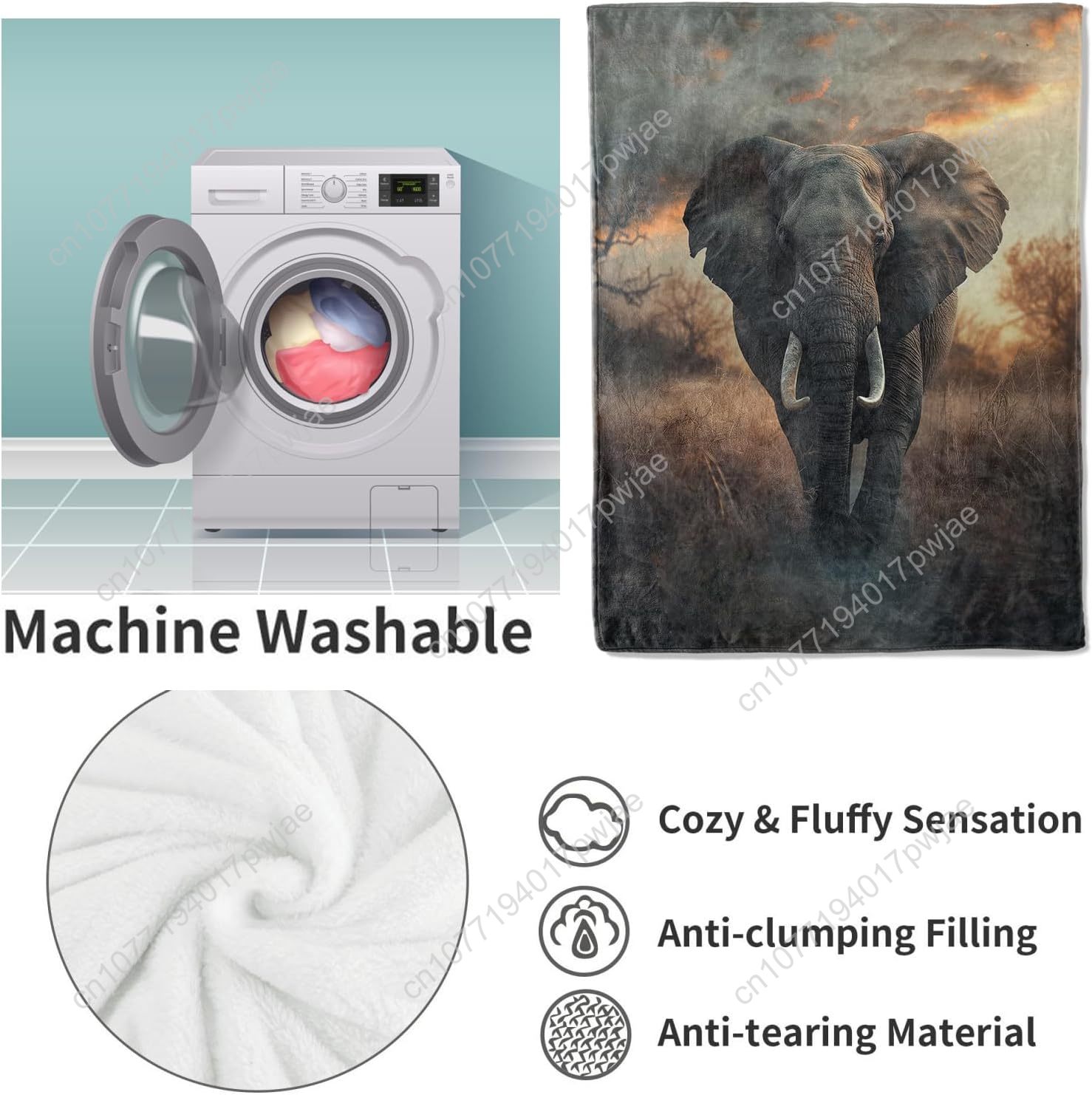 Elephant Fleece Blanket, Reali - Home Textiles & Furnishings recension och pris