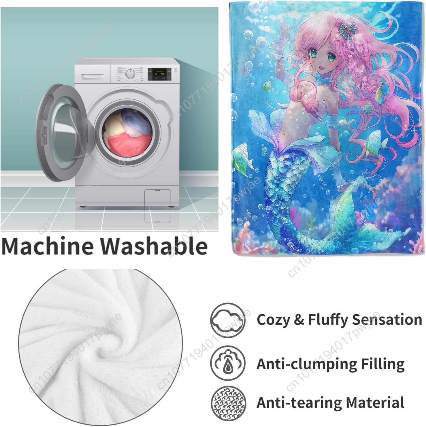 Cute Mermaid Blanket Cartoon F - Home Textiles & Furnishings recension och pris