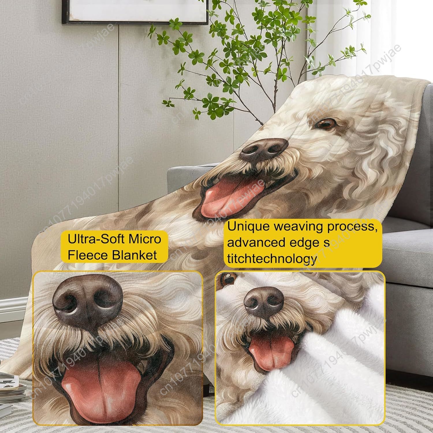Joyful Poodle Portrait Blanket - Home Textiles & Furnishings recension och pris