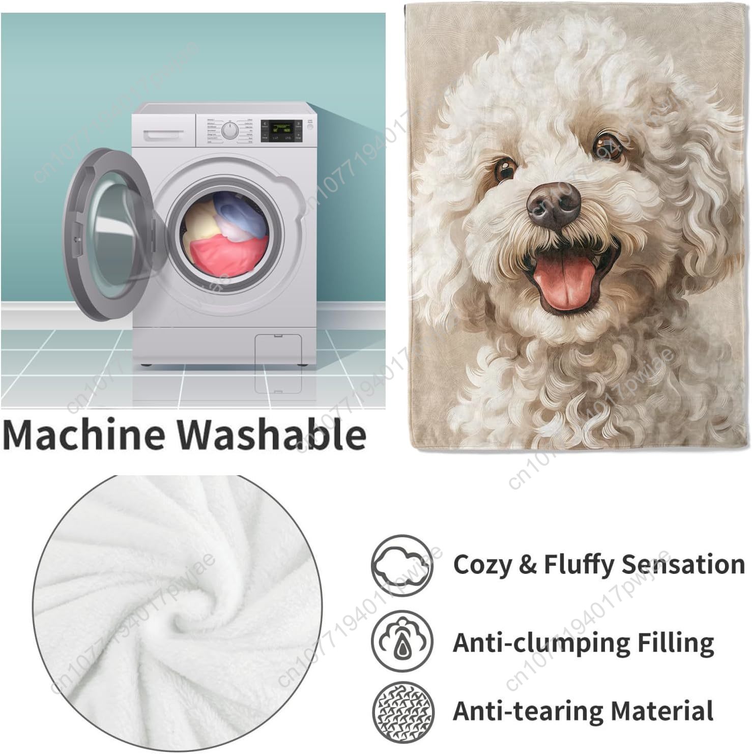 Joyful Poodle Portrait Blanket - Home Textiles & Furnishings recension och pris
